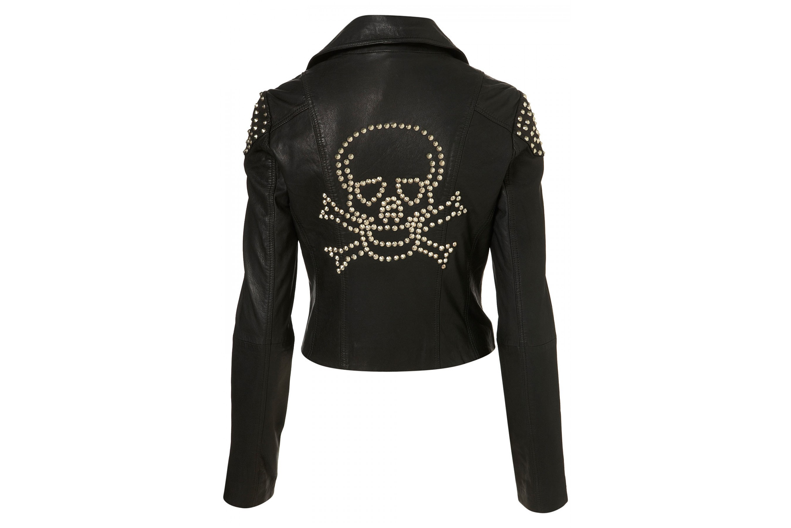 Skull Studded Biker Leather Jacket for womens